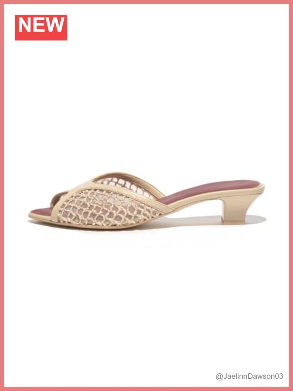 Mesh Peep Toe Kitten Heel Sandals Slip-On Mules for Women Summer Beach